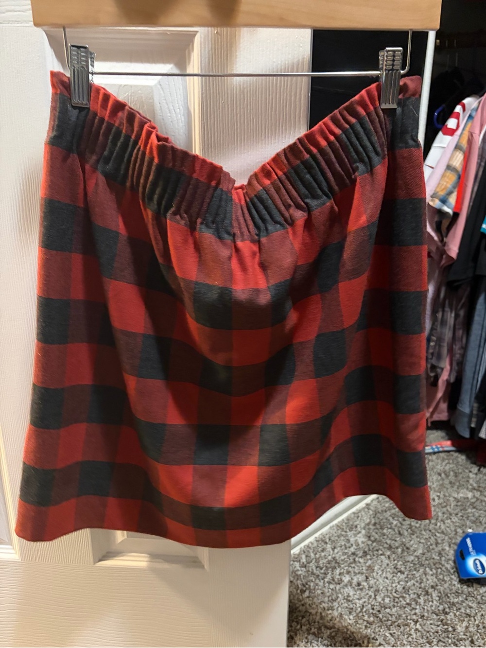 Red & Black Buffalo Plaid J Crew factory pull on mini skirt size 12